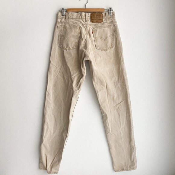 Vintage  Light Beige Khaki High Rise Tapered Leg Jeans 31 - Picture 6 of 8